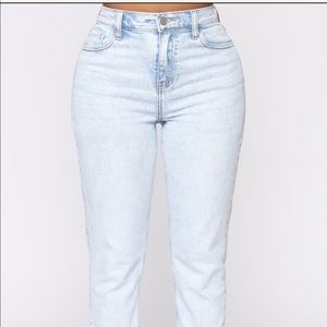 I got it from my mama light wash jeans